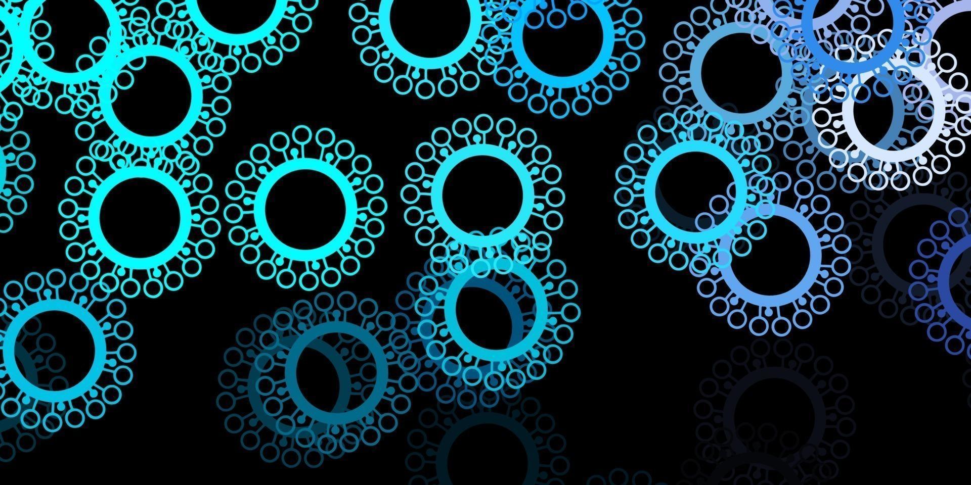 mörkrosa, blå vektorbakgrund med virussymboler. vektor
