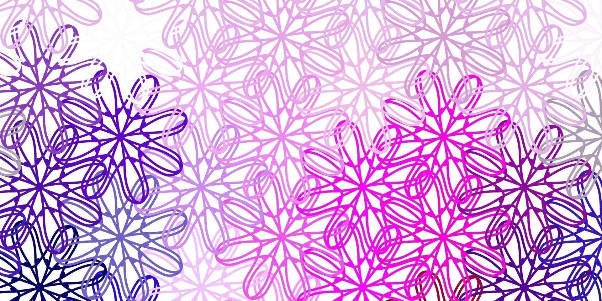 ljus lila, rosa vektor doodle bakgrund med blommor.