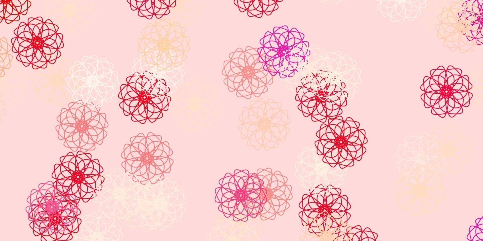 ljusröd vektor doodle textur med blommor.