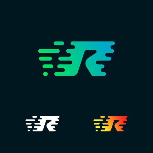 brev R moderna hastighetsformer logo design vektor