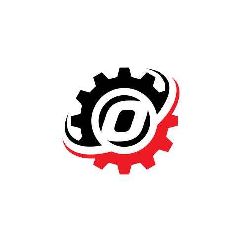 Brev O Gear Logo Design Mall vektor