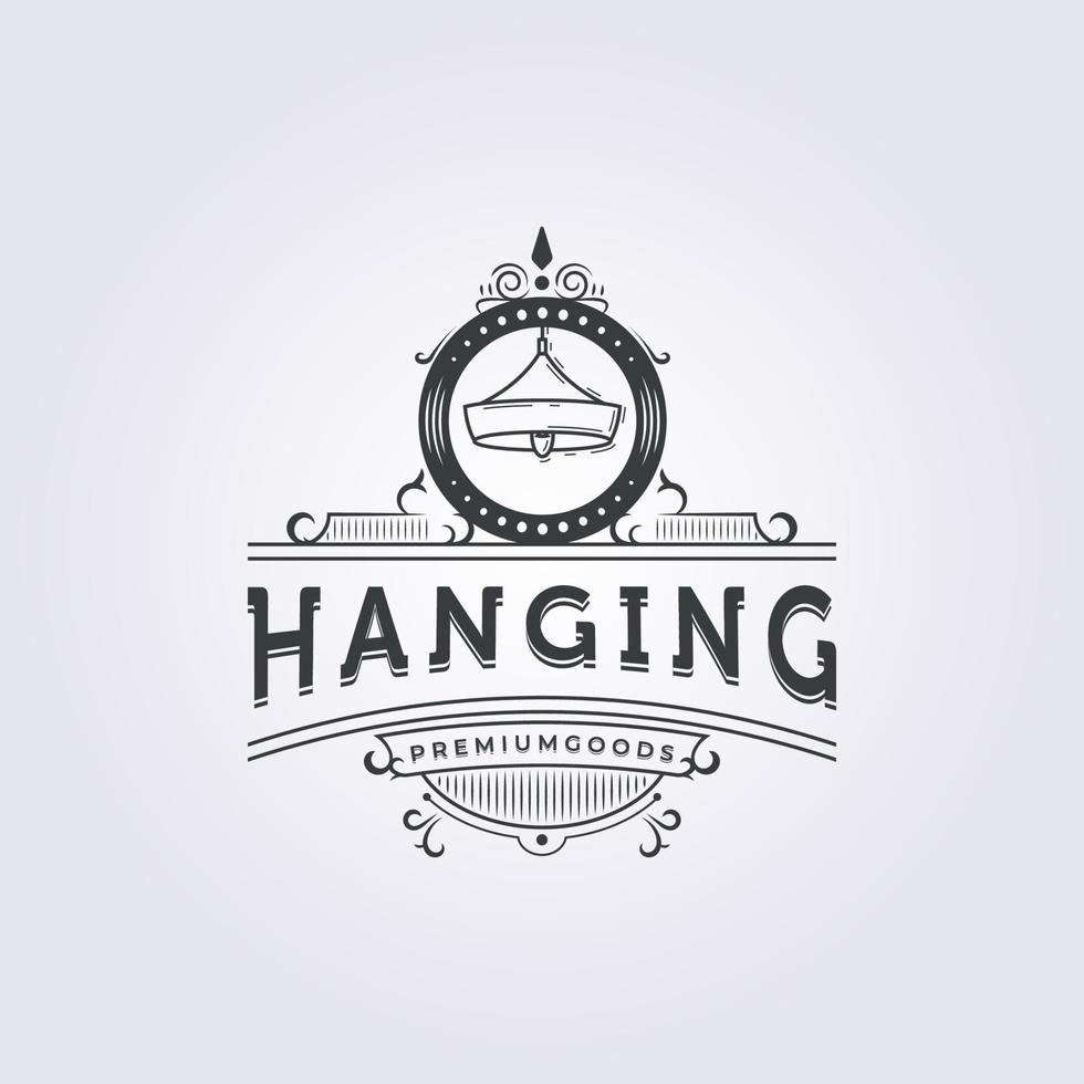 Retro Vintage Hängelampe Logo Vektor Illustration Design Abzeichen