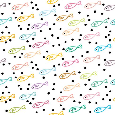 Tecknad söt söt fisk sömlös mönster vektor. vektor