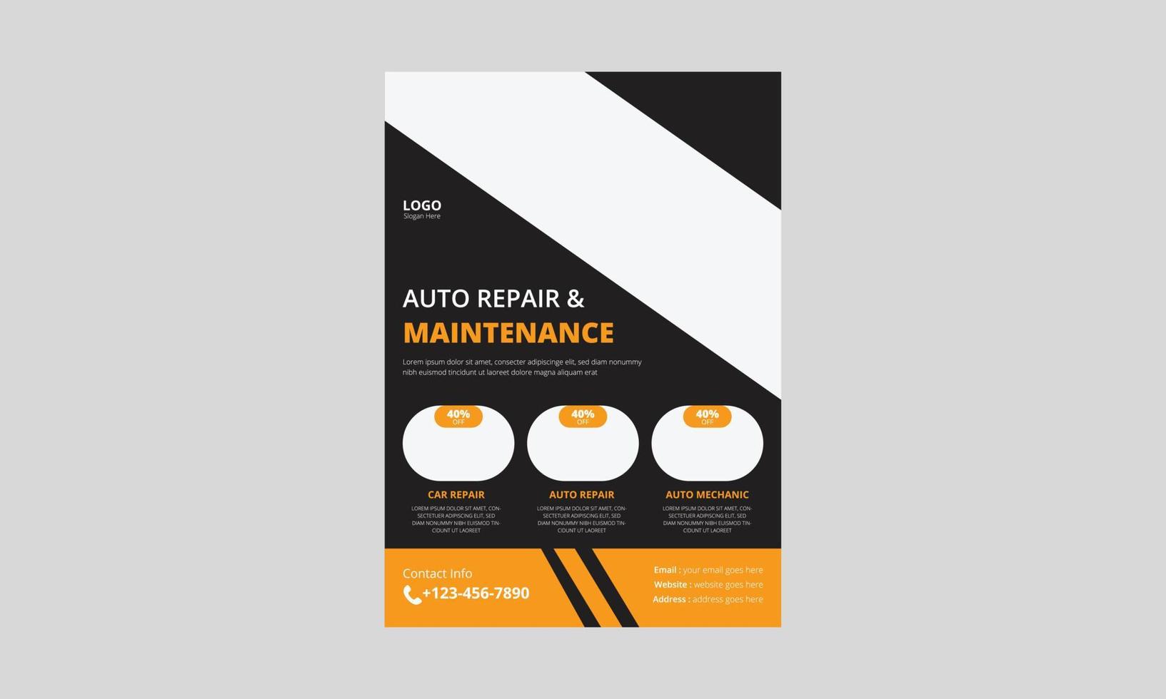 Autoreparatur-Flyer-Vorlage, Autoservice-Flyer, Autoreparatur-Plakatbroschürendesign, A4-Größe, Cover, Flyer, druckfertig vektor