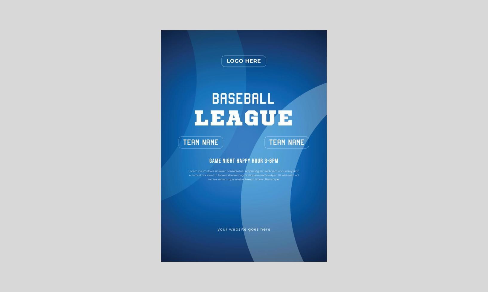 Baseball-Liga-Flyer, Plakatvorlage von Baseball, eine Baseball-Party-Flyer-Illustration, Vektor eps 10. eps-Datei enthält.