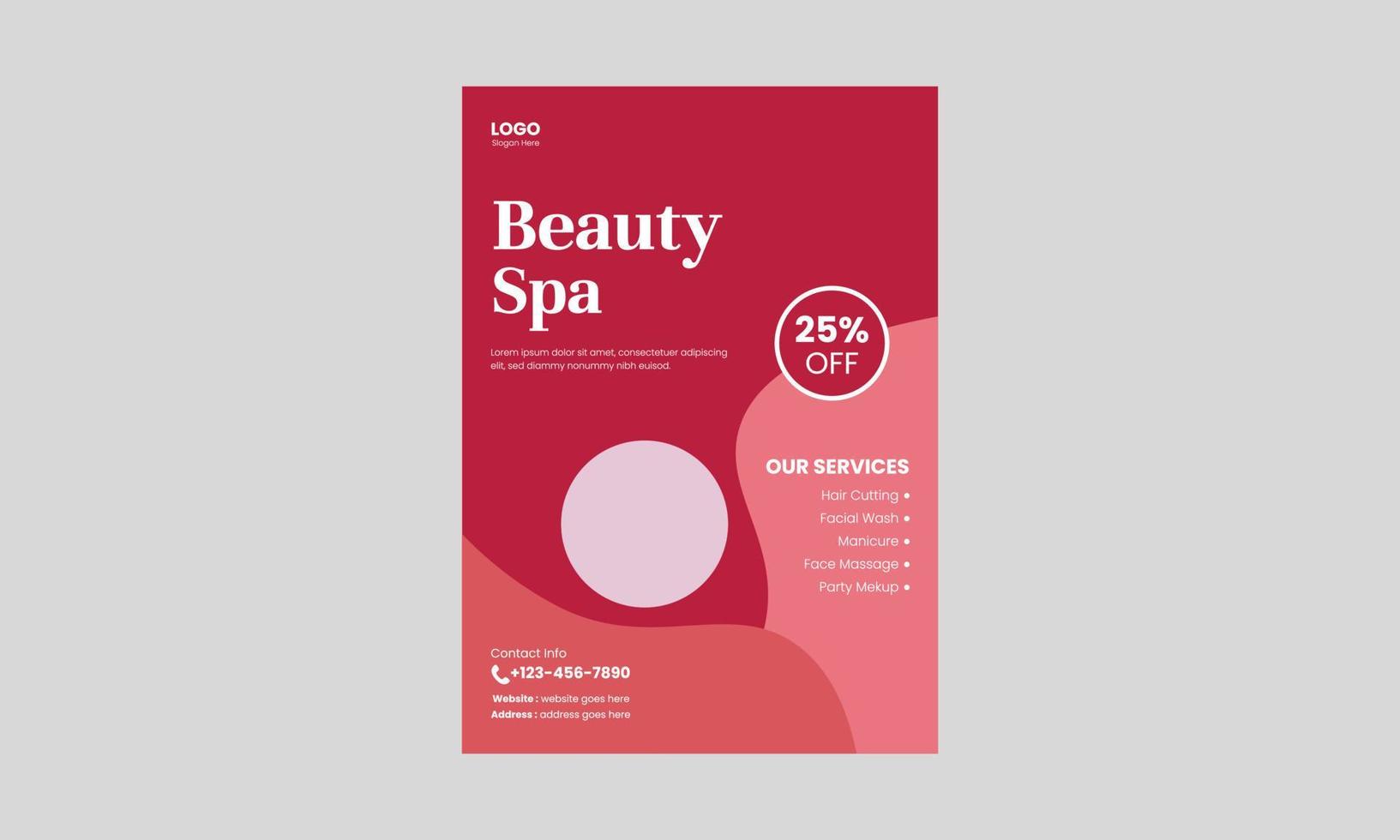 Spa-, Beauty- und Massage-Flyer-Designvorlage. Beauty-Spa-Friseursalon druckfertiges Flyer-Vorlagendesign. faltblatt, a4-größe, flyer, cover, poster, broschürendesign vektor