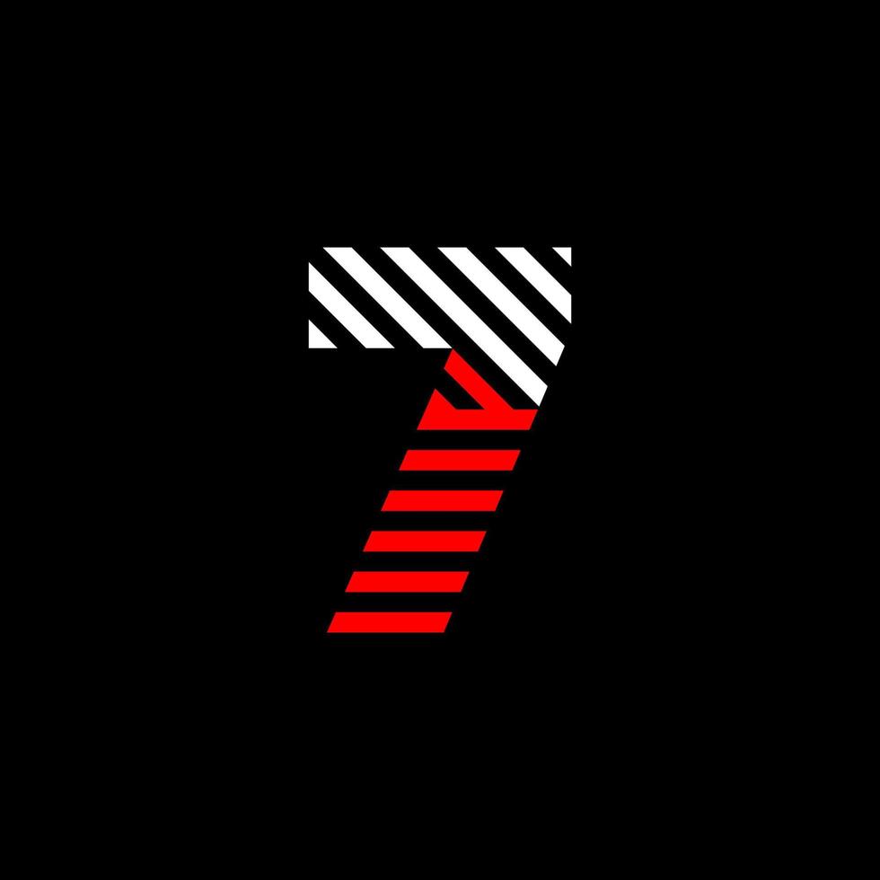 abstrakte Zahl sieben Linie. Übergangsfarbe lineares 7-Logo. lineare moderne zahlenlinien. Zahlentyp-Alphabet-Vorlage. Set Logo dünne Linie sauberen Stil, schwarzer Hintergrund. vektor