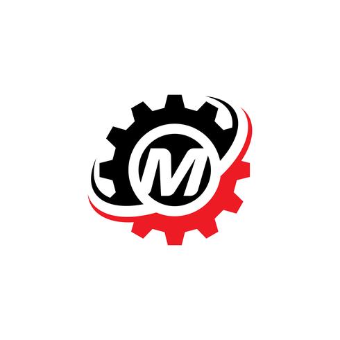 Brev M Gear Logo Design Mall vektor