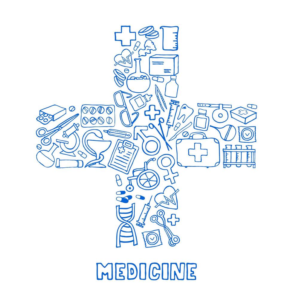 Medizin-Icon-Set. Vektor-eps. Doodle-Illustrationen. vektor