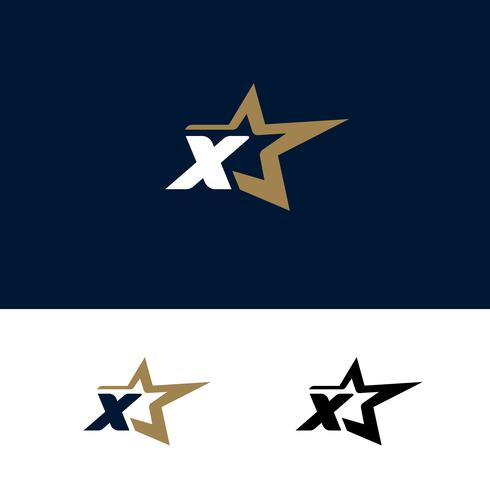 Letter X-logotypmall med Star designelement. Vektor illustra