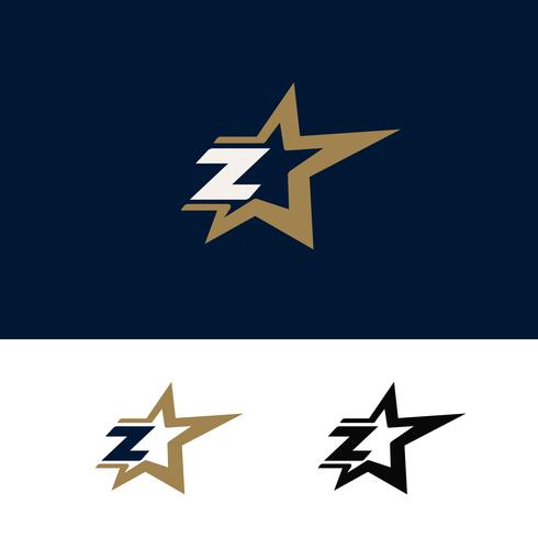 Letter Z-logotypmall med Star designelement. Vektor illustra
