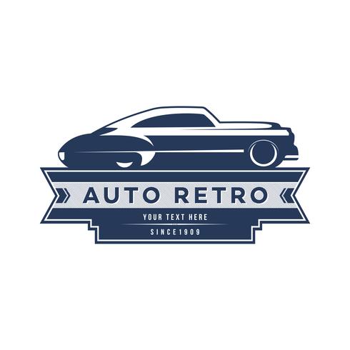 Retro billogo malldesign, vintage logotyp stil. vektor