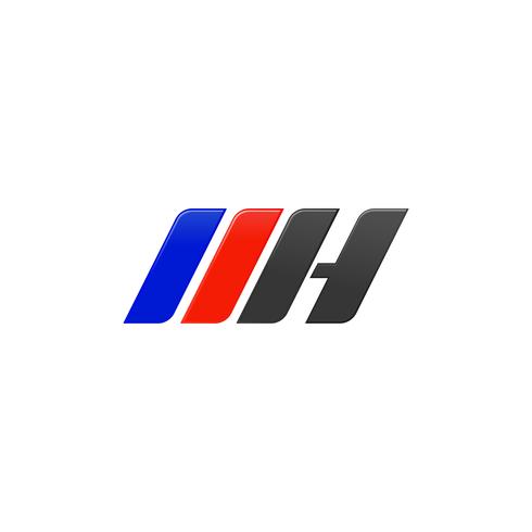 Brief MH Racing Logo Entwurfsvorlage vektor