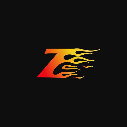brev Z Brinnande flamma logo design mall vektor