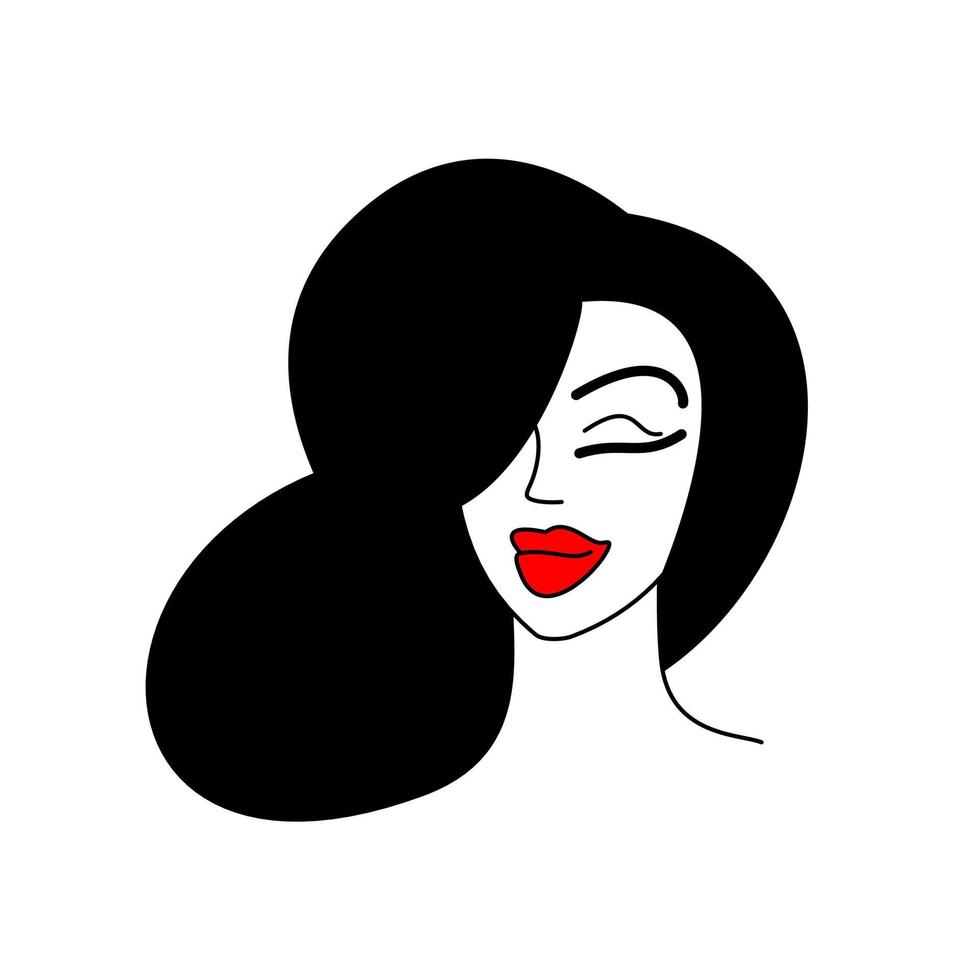 Mädchen Gesicht. schönes Porträt der jungen Frau. Schönheitssalon-Logo. Make-up - Vektorillustration lokalisiert auf weißem Hintergrund vektor