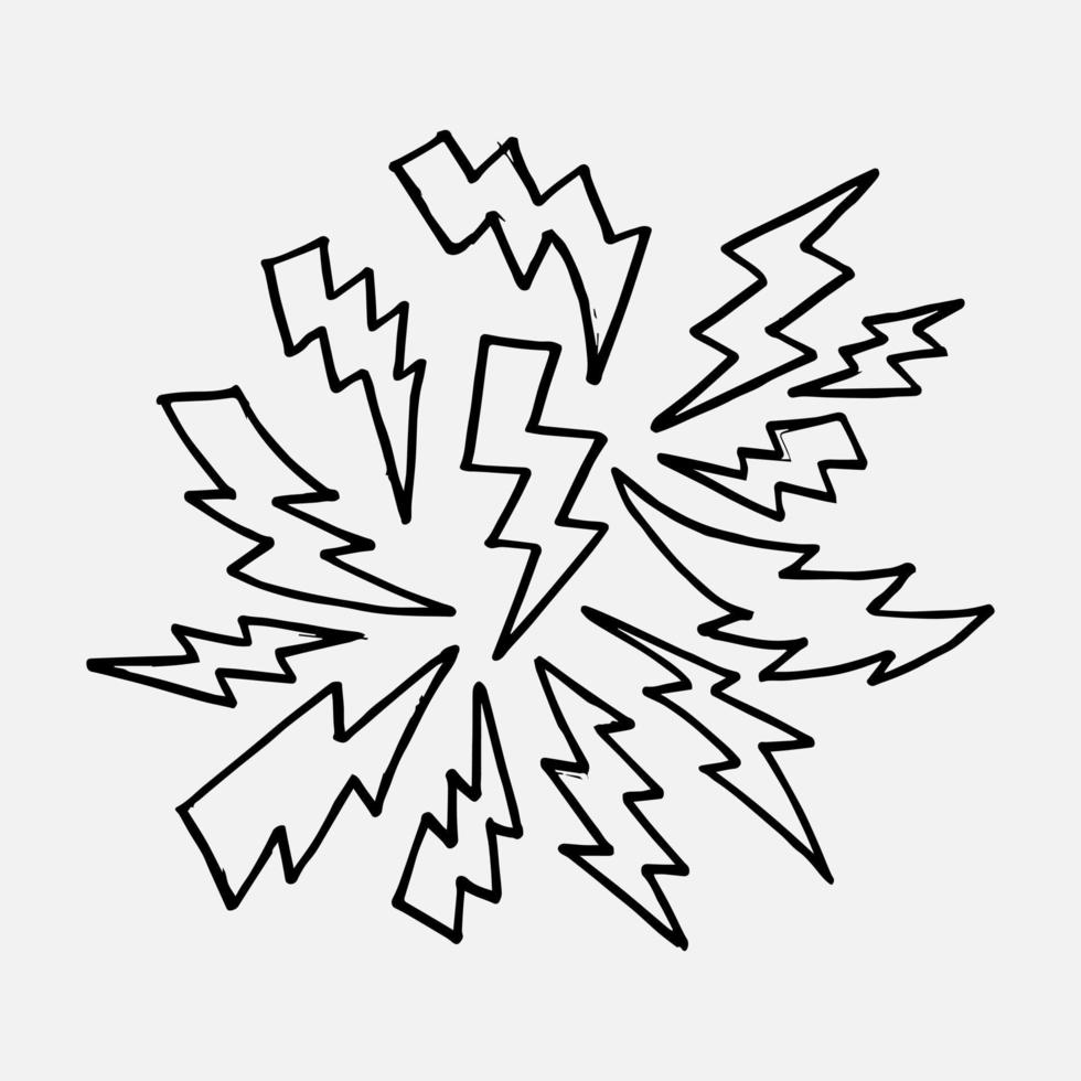 uppsättning handritade vektor doodle elektriska blixtsymbol skiss illustrationer. åska, vektorillustration