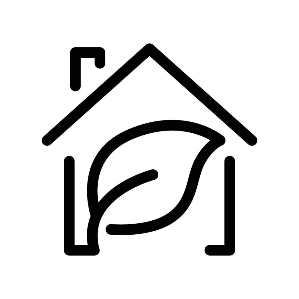 Haussymbol mit Blatt. Liniensymbolstil. geeignet für Ökologiesymbol. einfaches Design editierbar. Design-Vorlagenvektor vektor