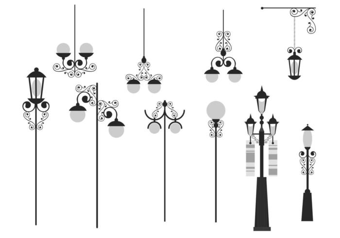 Weinlese Rod Iron Light Vector Pack