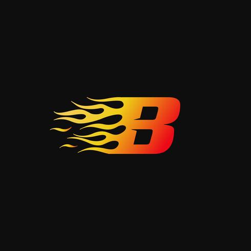 Letter B Burning flame logo design mall vektor