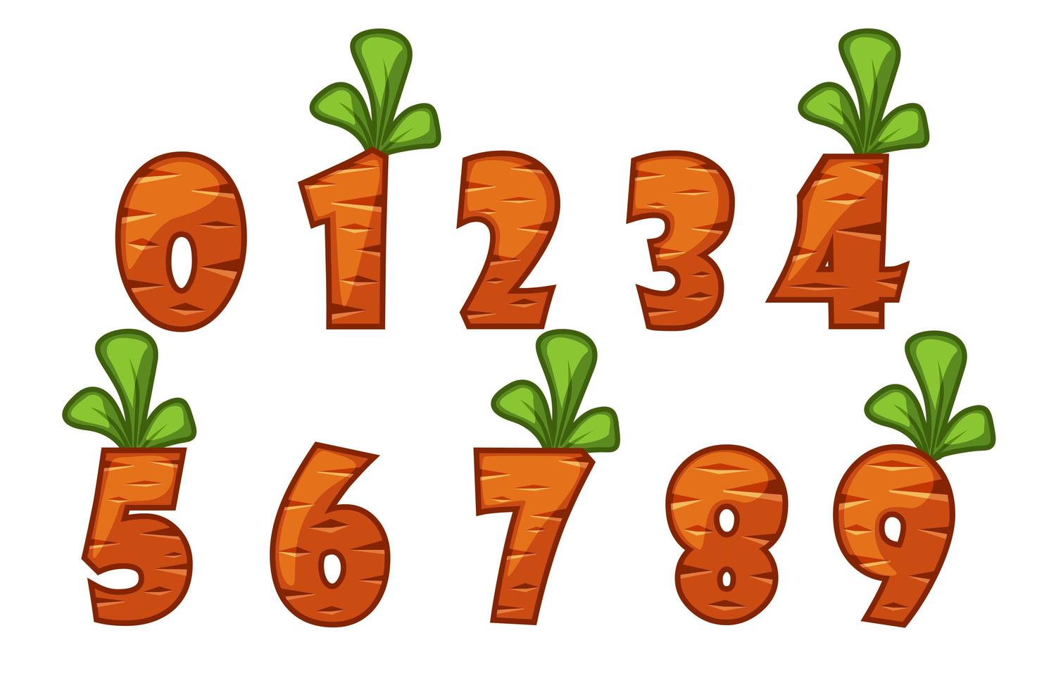 Cartoon-Karotten-Schriftnummern vektor