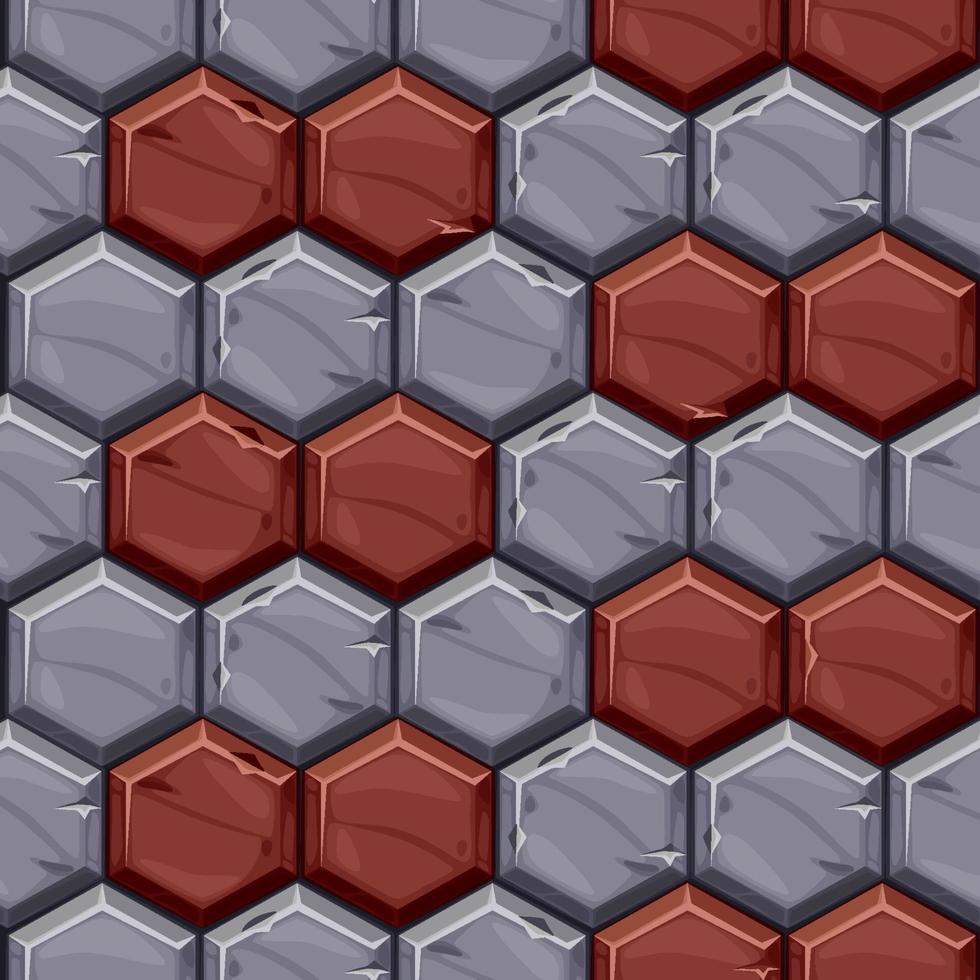 seamless mönster av vintage sten hexagonala plattor. texturerad stenläggning bakgrund av ljusa geometriska plattor. vektor