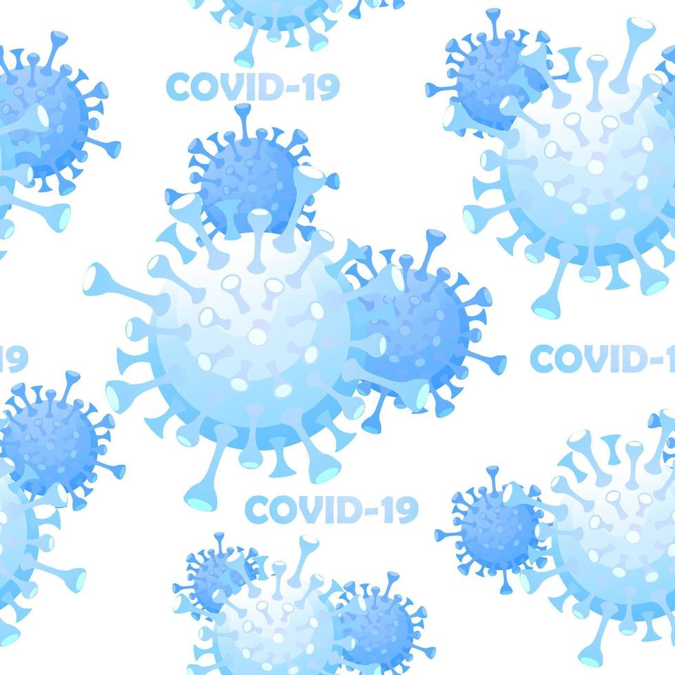 Nahtloses Wiederholungsmuster des blauen Coronavirus oder Covid-19. strukturierter Hintergrund epidemische Viruserkrankung. vektor