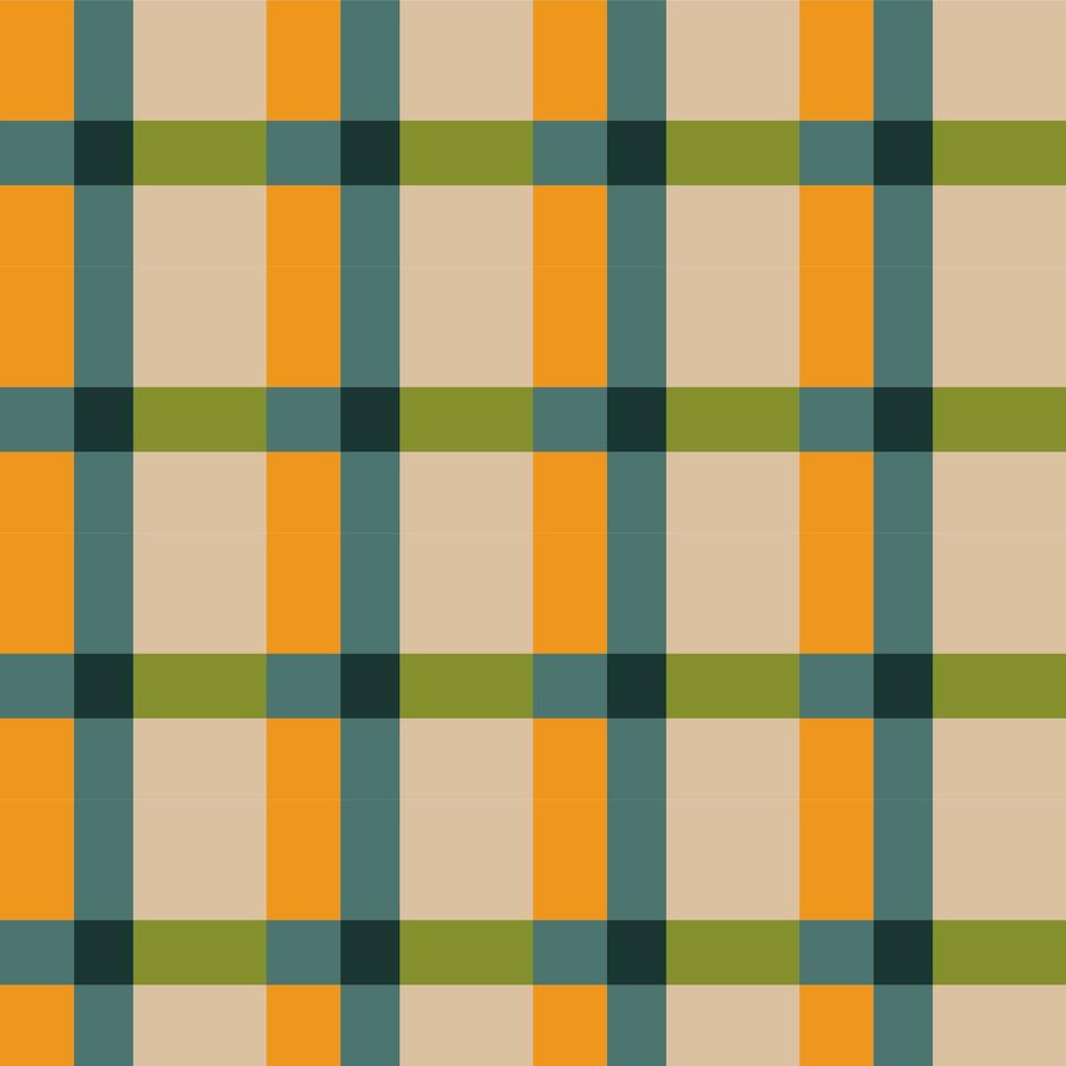 tartan rutigt mönster i orange, brunt, beige, grönt, blått sömlös rutig rutig grafik för halsduk, flanellskjorta, filt, överdrag, påslakan, annan modern vår sommar höst mode tygdesign. vektor