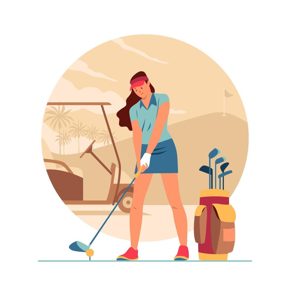 kvinnliga golfare koncept vektor