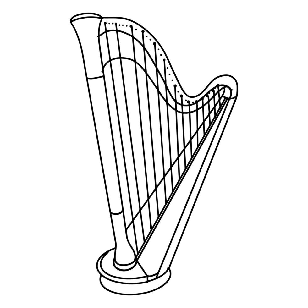 handritad harpa doodle ikon isolerad på vit bakgrund. vektor illustration.