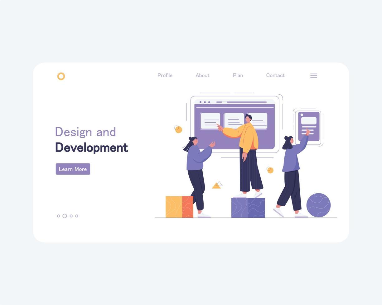 Website-Design für Vorlagen oder Zielseiten. Illustrationen zum Geschäftskonzept. modernes flaches design und entwicklung. vektor