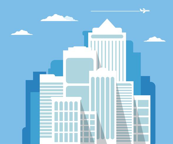 Stadtbild Wolkenkratzer auf blauem Hintergrund vektor