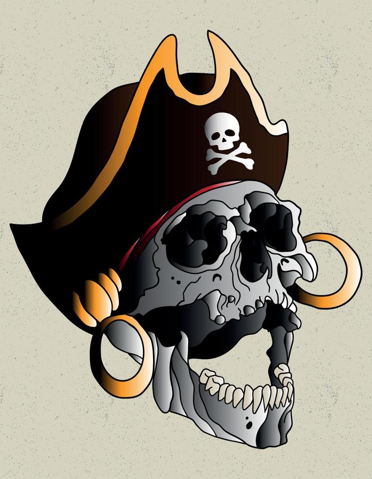 skalle pirat tatuering vektor