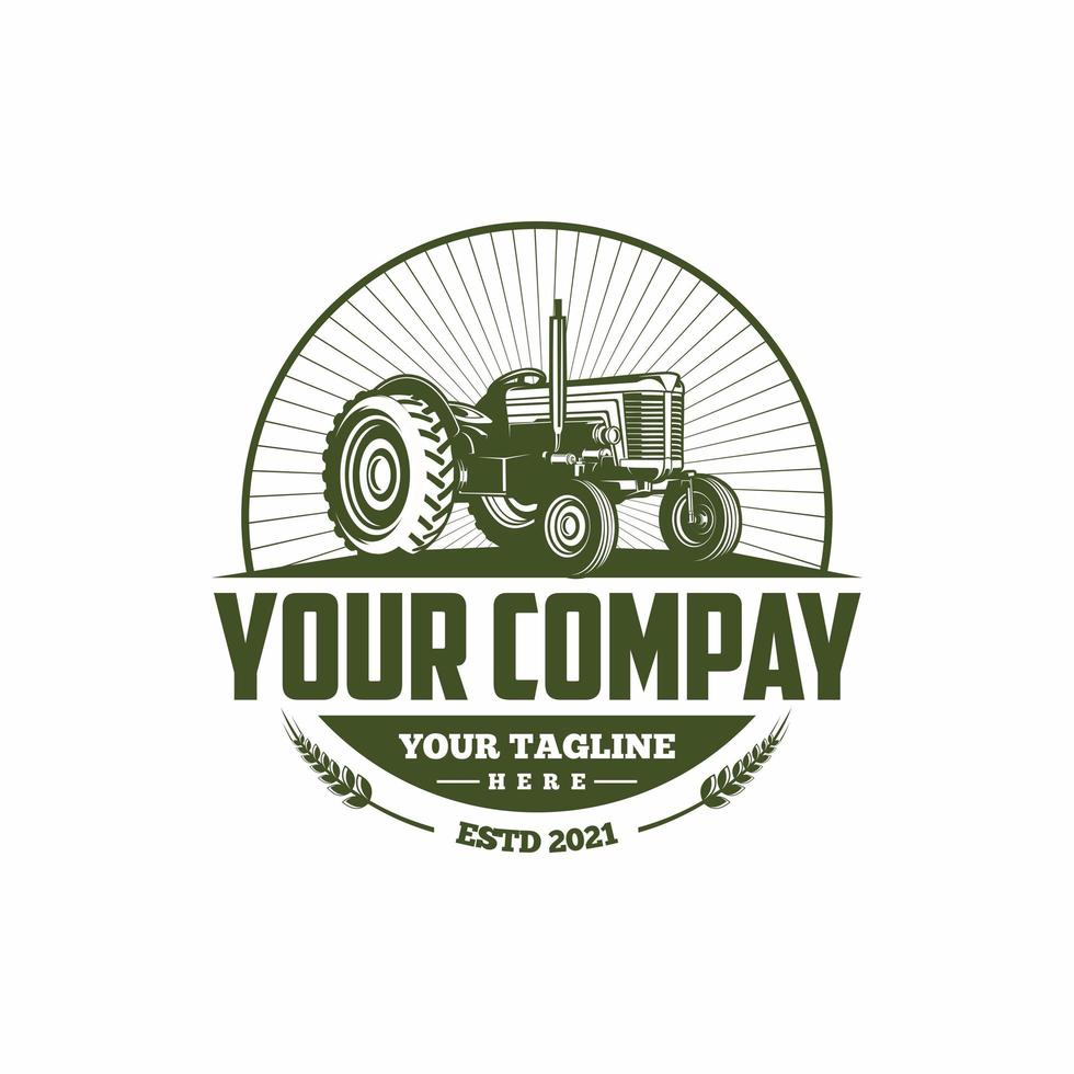 Vintage-Traktor-Silhouette-Logo-Vorlage vektor