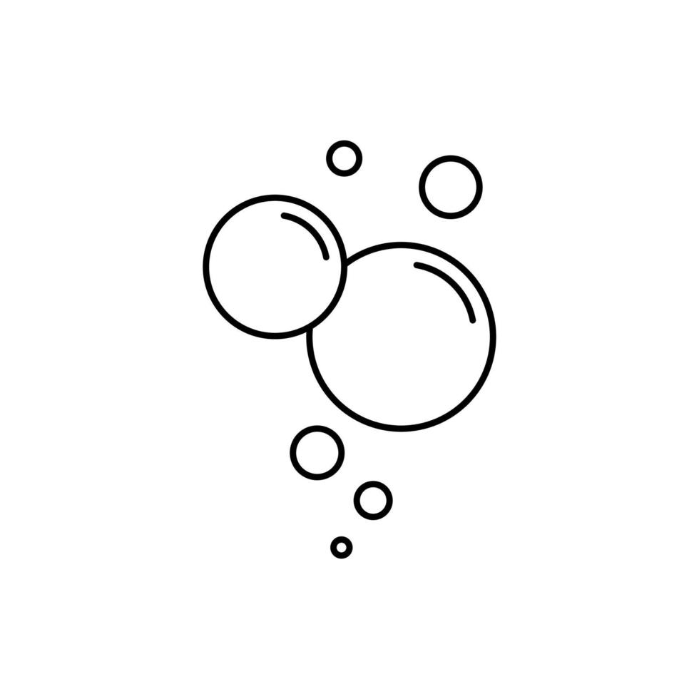 Symbol für Blasenlinie. seifenschaum, kohlensäurehaltiges getränk, lineares piktogramm der sauerstoffblase. Kreis-Blasen-Seifen-Umriss-Symbol. putzen, waschen, waschen. isolierte Vektorillustration. vektor