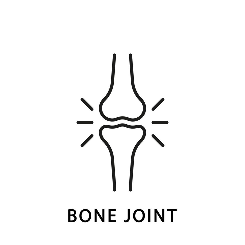 mänskliga knä ben led linje ikon. anatomi ben skelett linjär piktogram. artrit, osteoporos sjukdom i benleden konturikon. ortopedisk hälsa. isolerade vektor illustration.