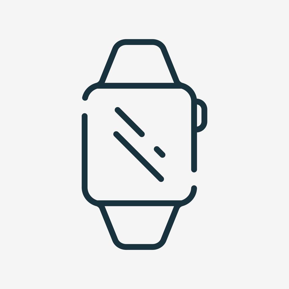 smartwatch linjär ikon. elektronisk enhet eller pryl med skärmlinjepiktogram. armbandsur ikon. vektor isolerade illustration.