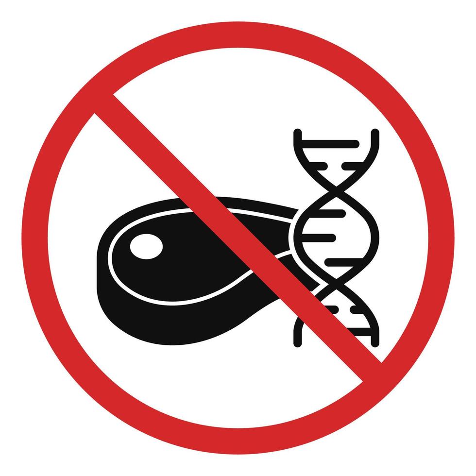 Verbotenes Symbol für die Silhouette von künstlichem Fleisch. keine Hormonmahlzeit, nur Naturproduktsymbol. Piktogramm für organische Ernährung. Verbotenes schwarzes Symbol für künstliches Fleisch. isolierte Vektorillustration. vektor