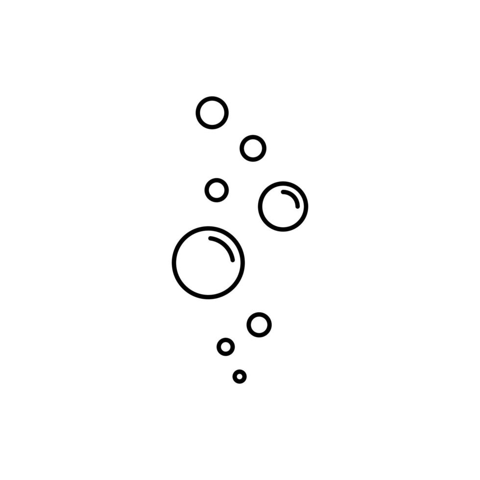 bubbel linje ikon. champagne, läsk, dryck och kolsyrat vatten linjärt piktogram. cirkel bubbla tvål kontur ikon. städning, tvätt, tvätt. isolerade vektor illustration.