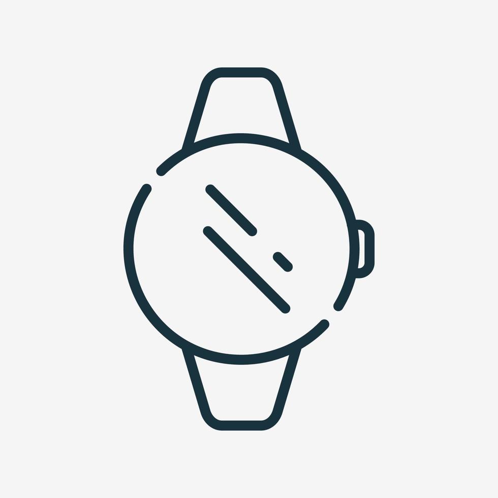 Smartwatch-Liniensymbol. Armbanduhr-Symbol. elektronisches gerät oder gerät mit linearem piktogramm des kreisbildschirms. vektor isolierte illustration.