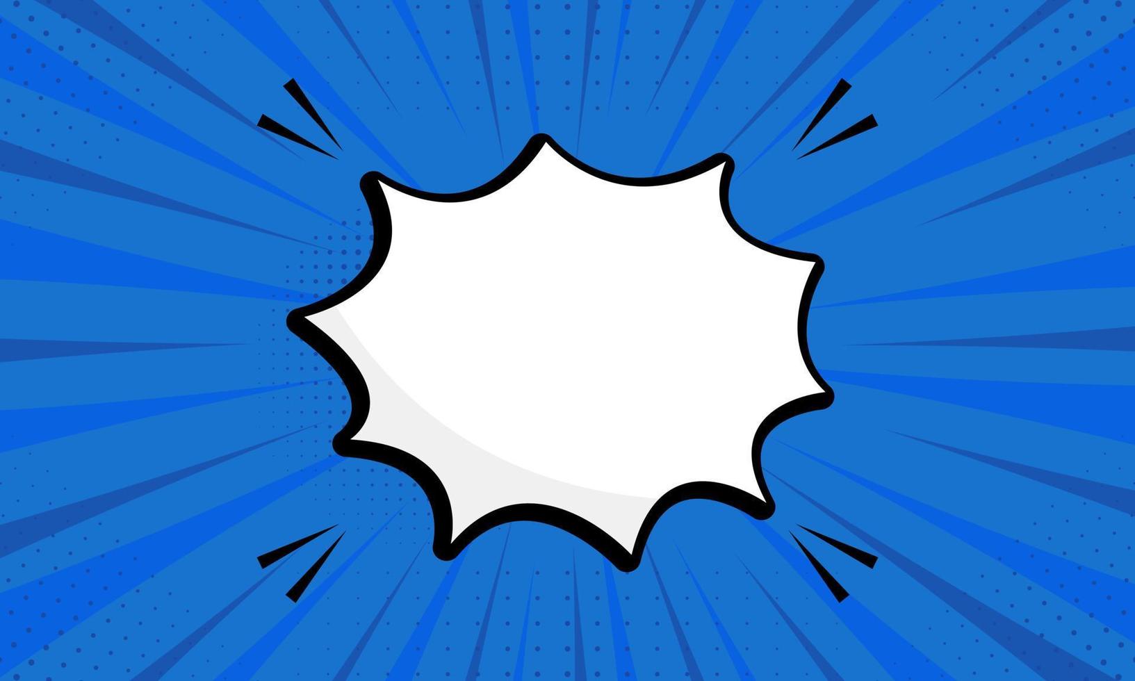 Splash-Sprechblase-Symbol auf blauem Pop-Art-Hintergrund mit Halbton. Comic-Retro-Sprechblase für Textnachrichten. Cartoon leerer weißer Ballon für den Dialog. isolierte Vektorillustration. vektor