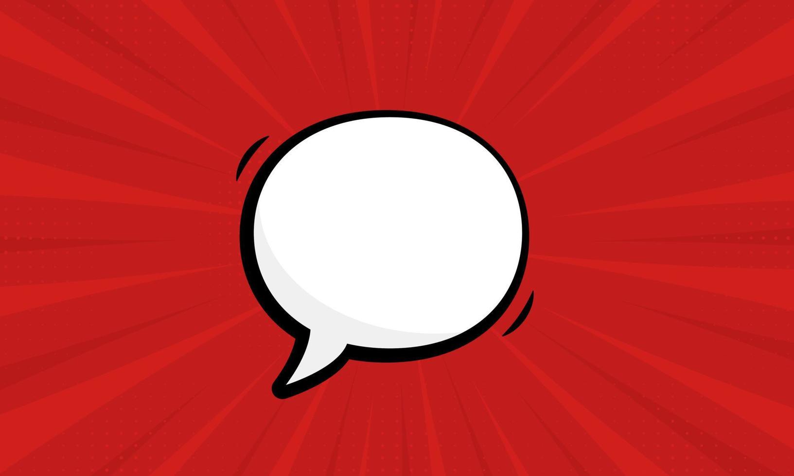 Sprechblasenpiktogramm auf rotem Pop-Art-Hintergrund mit Halbton. leere weiße sprechblase der karikatur für textnachricht. Comic-Retro-Ballon für den Dialog. isolierte Vektorillustration. vektor