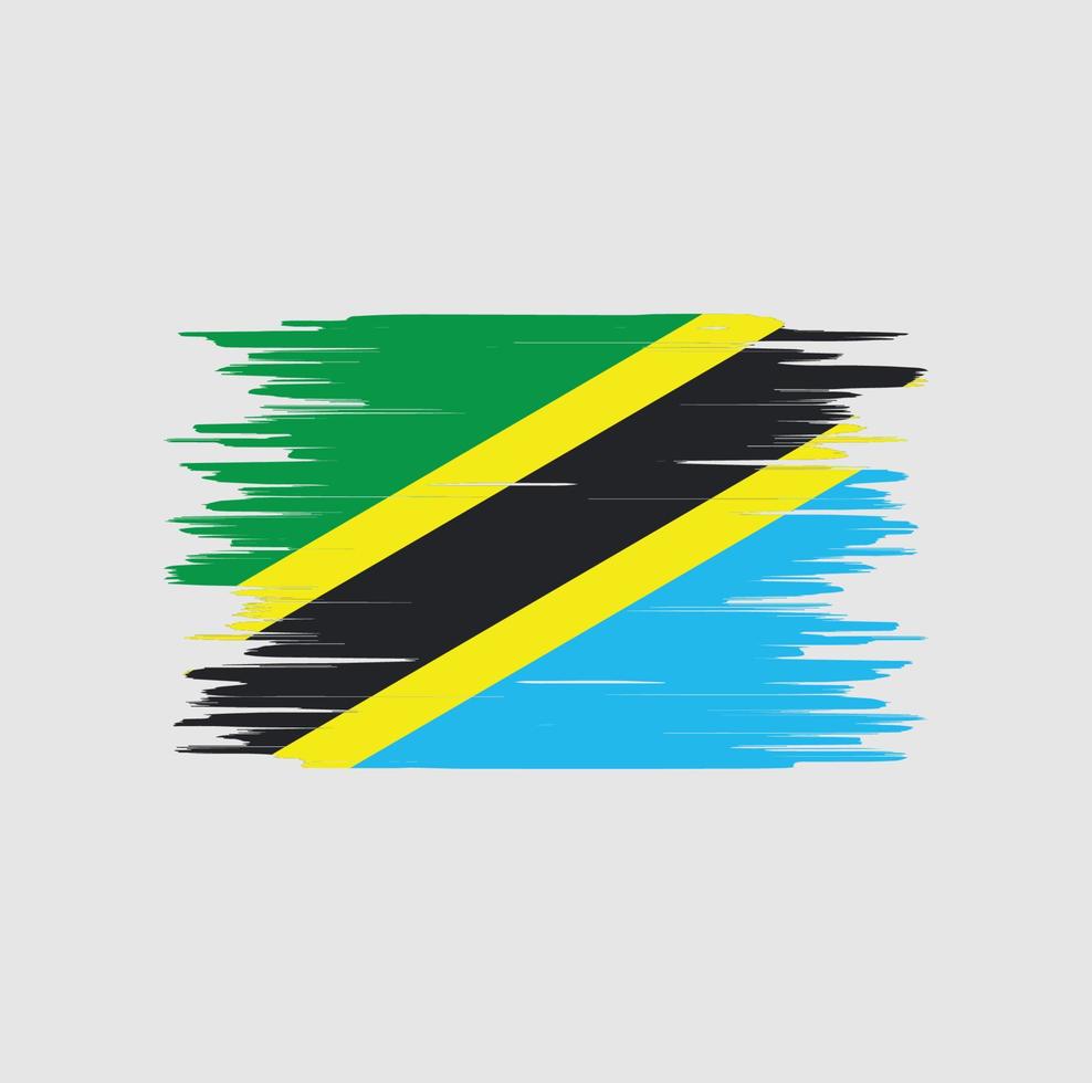 tanzania flagga penseldrag, nationell flagga vektor
