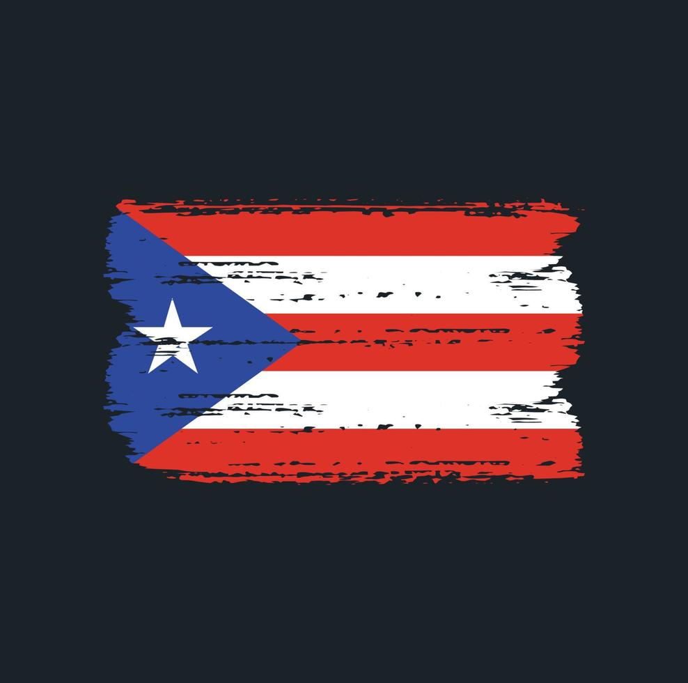 puerto rico flagga med borste stil vektor