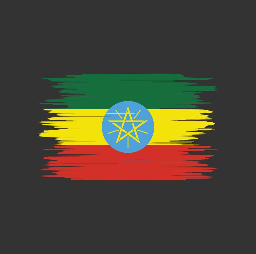 etiopien flagga penseldrag, nationell flagga vektor