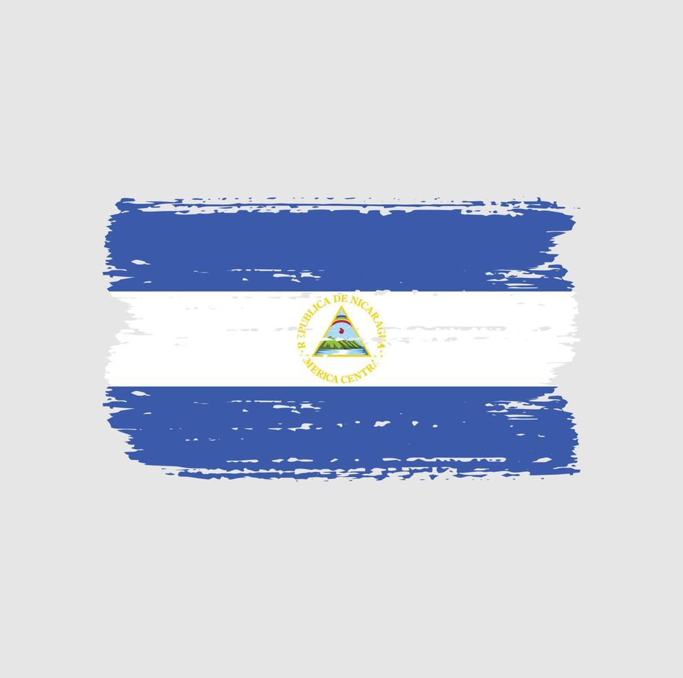 nicaraguas flagga med borste stil vektor