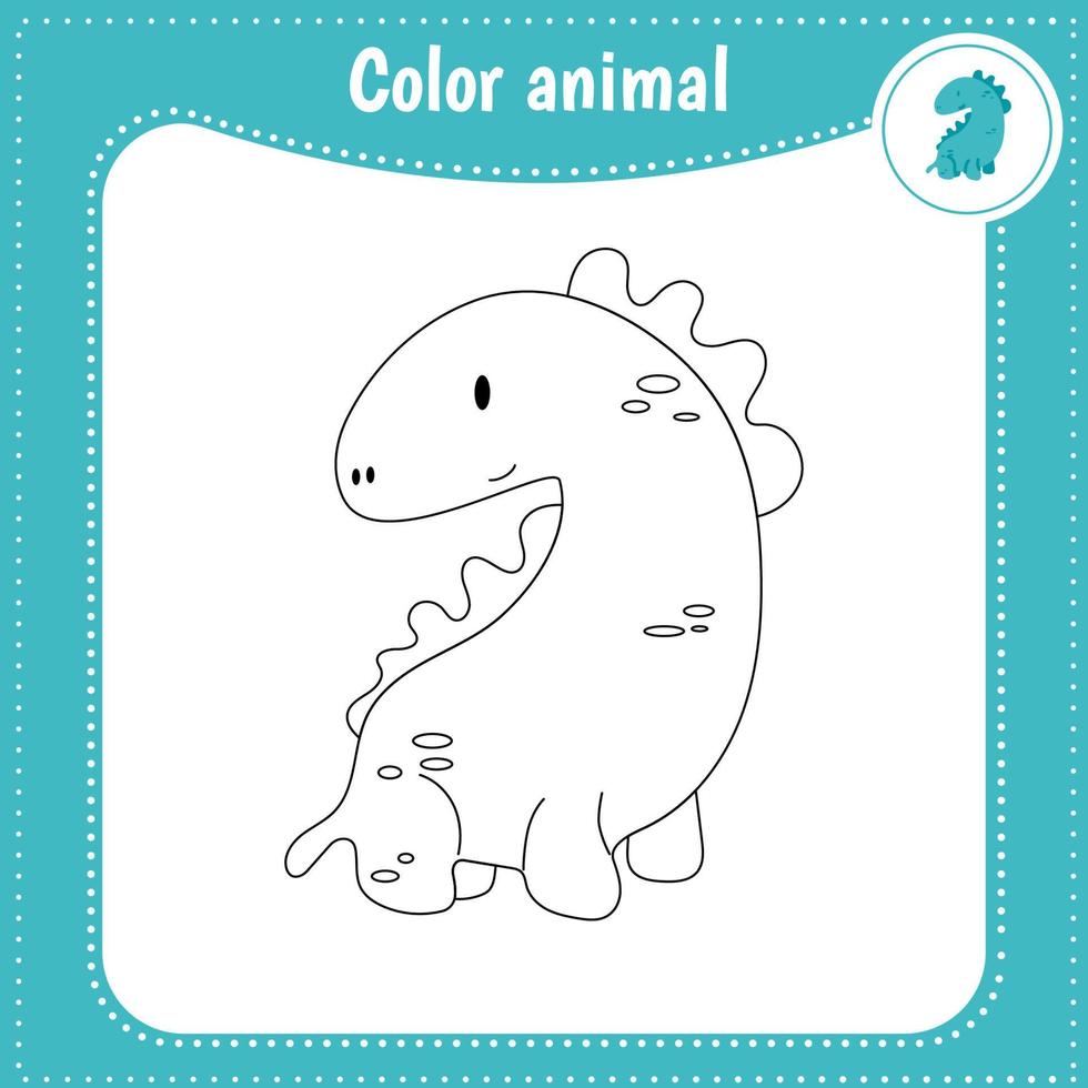 sött tecknat djur - målarbok för barn. pedagogiskt spel för barn. vektor illustration. färg dinosaurie