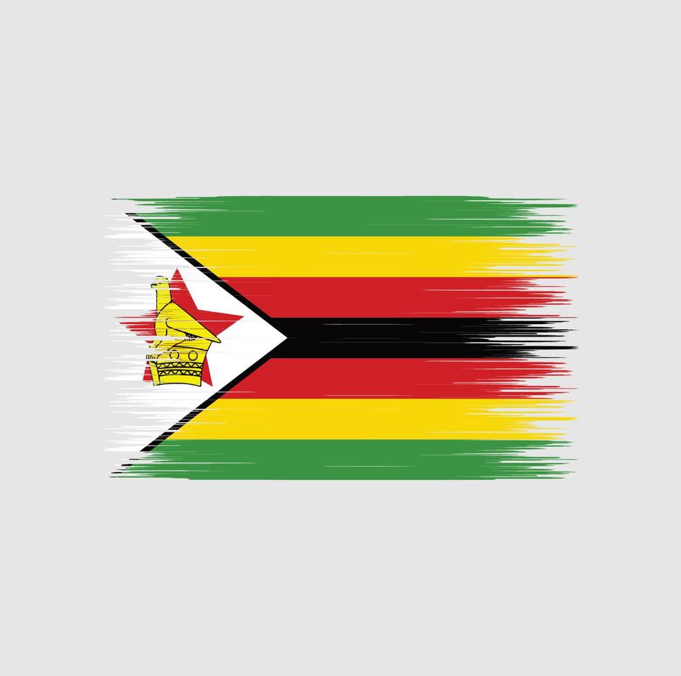 zimbabwe flagga penseldrag, nationalflagga vektor