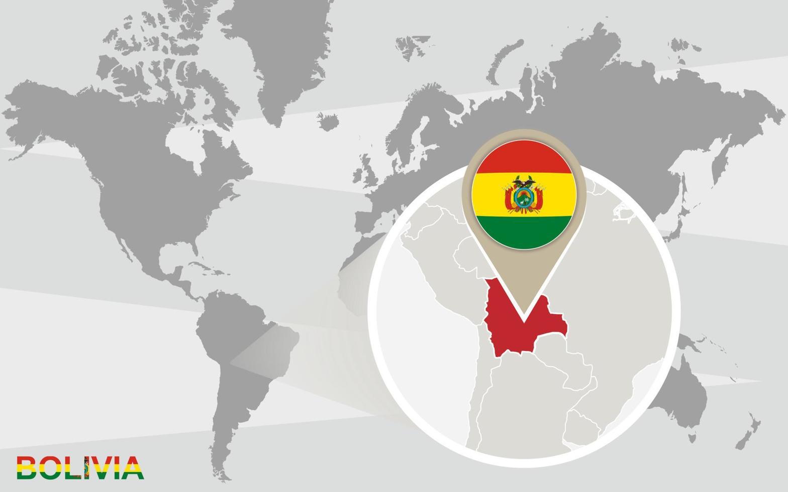 Weltkarte mit vergrößertem Bolivien vektor