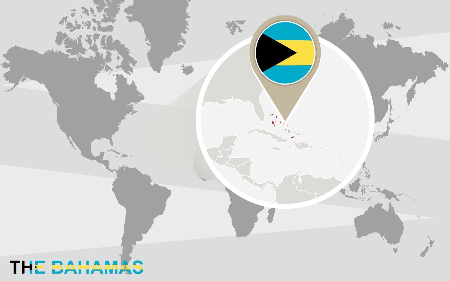 världskarta med förstorade Bahamas vektor