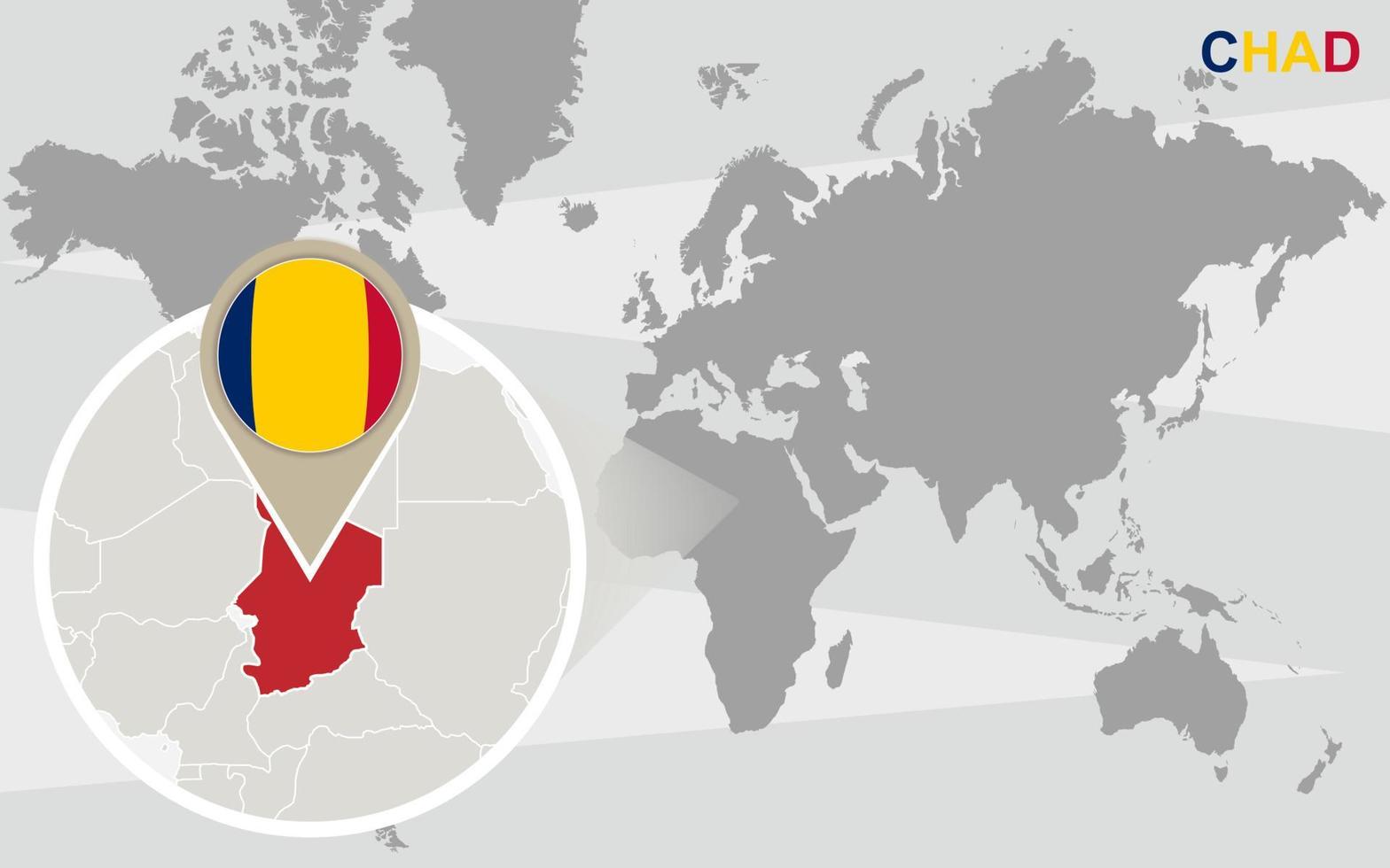 Weltkarte mit vergrößertem Tschad vektor